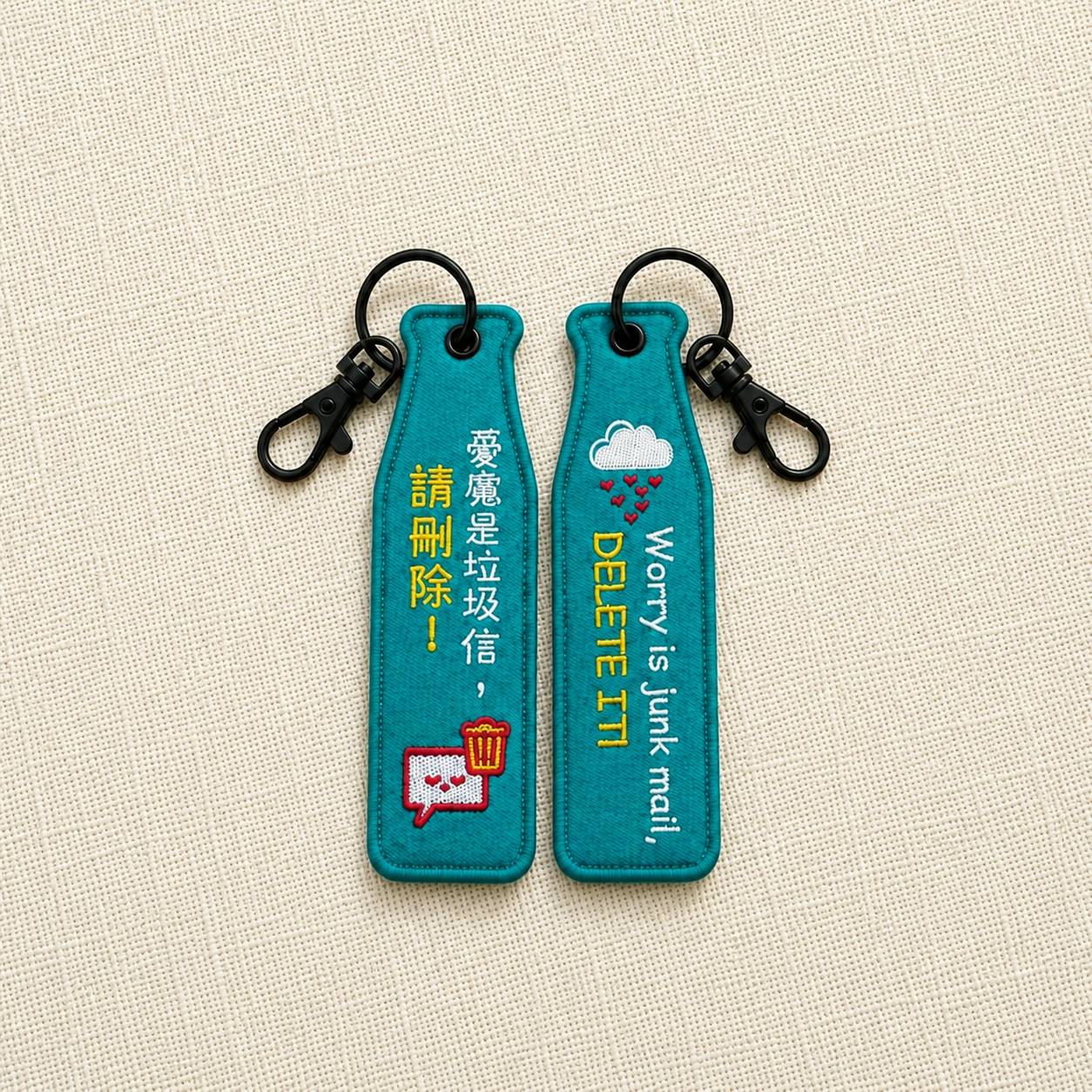 綠-不憂慮/瓶安同行刺繡吊飾